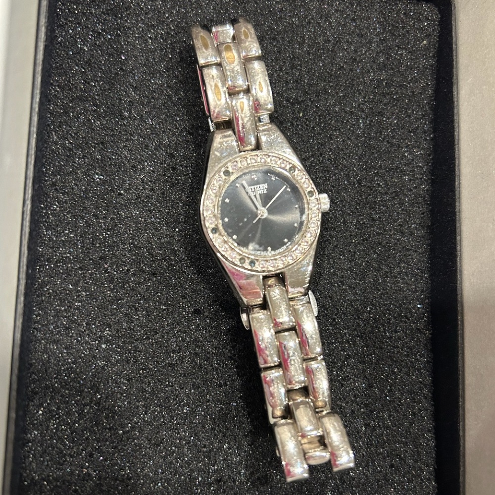 Women’s Citizen Watch with black dial and crystal accents